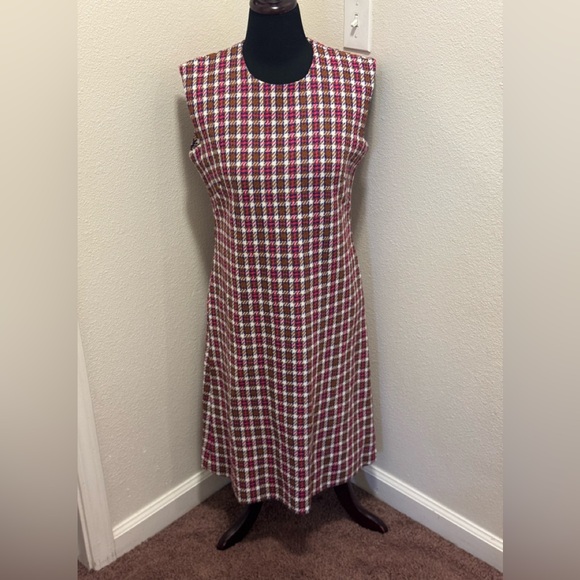 Johnny Appleseeds Dresses & Skirts - Vintage Johnny Appleseeds Plaid Wool? Midi Dress Red Brown M 8 10 50s 60s